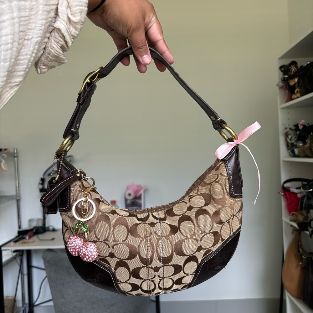 Vintage Coach Soho Hobo Brown Jacquard